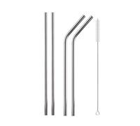 Ensemble de pailles réutilisables colorées en métal, acier inoxydable 304 for boissons chaudes, café, bar à et cocktails. Accessoire idéal for les fêtes soirées(5Pcs Sliver)