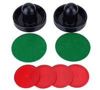 Ensemble de palets de poussée de Hockey sur Glace, pagaies et palets de Rechange en Plastique Durable pour Accessoires de Jeux de Table, Bleu foncé, Vert, Rouge, 2 poussoirs, 4