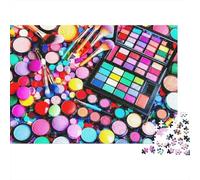 Ensemble de Palette de Maquillage, Puzzle de 1000 pièces, pinceaux de Maquillage colorés, Jeu éducatif pour Adultes, Belle décoration, Cadeau d'anniversaire Stimulant et Difficile, 52 x 38 cm
