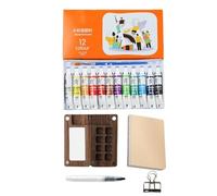 Ensemble de palettes de carnet de Croquis Portable, boîte à Palette de Peinture de Voyage en Bois pour Gouache,Petit kit de Palette de Peinture,Ensemble de Peinture Aquarelle