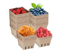 Ensemble de panier de rangement pour baies : porte-gobelet en fibre de pulpe de 30 pièces, conteneurs de fruits empilables | Paniers en carton de fruits naturels, plateaux de produits en carton pour