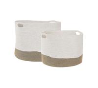 Ensemble de Paniers à Linge en Coton Tressé Blanc et Beige Clair Kahan