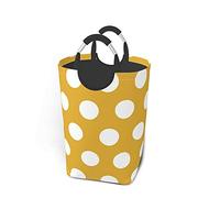 Ensemble de paniers à linge moutarde à pois, panier à linge pliable, grand bac de rangement, sac à vêtements durable avec poignées 50L