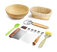 Ensemble de Paniers de Fermentation de Pain Ensemble de Paniers de Fermentation Ovales Ensemble de Grattoirs à Pâte et Batteurs Bro