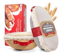 Ensemble de paniers de fermentation - Panier à pain au levain - Rond et ovale de 23 cm et 26 cm avec housse et couvercle - Kit de démarrage - Accessoires de pâtisserie - Cadeau artisanal pour femme