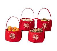 Ensemble de paniers de fruits secs, ensemble de paniers de fruits du Nouvel An chinois,Boîte à bonbons rouge portable non tissée | Décoration de Table Portable, fournitures de fête simples et polyvale