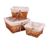 Ensemble de paniers en osier doublés, 3 pièces