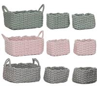 Ensemble de paniers Home ESPRIT Beige Gris Rose Ficelle (3 pièces) (3 pièces)