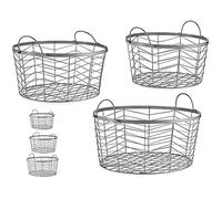 Ensemble de paniers ronds argentés en métal - Gift Decor - Lot de 3 - Multicolore - 40 x 40 x 18 cm