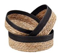 Ensemble de paniers ronds en rotin pour rangement - Panier de rangement en osier pour fruits - Panier de service de pain - Panier décoratif pour cadeau - Panier boho - Paniers de comptoir pour le