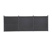 vidaXL Ensemble de Panneaux de Clôture, Mur de Clôture, Barrière avec Poteau, Bordure de Jardin Patio Terrasse, Gris 180x186 cm WPC