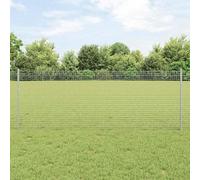 Ensemble de panneaux de clôture d'extérieur avec poteaux, argenté, barrière polyvalente pour jardin et terrasse, surface revêtue par pulvérisation pour une résistance aux intempéries, design modulaire