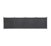 vidaXL Ensemble de Panneaux de Clôture, Mur de Clôture, Barrière avec Poteau, Bordure de Jardin Patio Terrasse, Gris 699x186 cm WPC