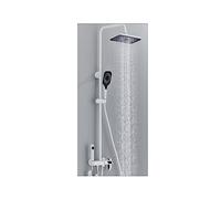 Ensemble de panneaux de douche numérique avec robinet pluvieux conception de piano blanc Construction en laiton Contrôle à double température Système de douche de salle de bain moderne pour une