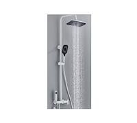 Ensemble de panneaux de douche numérique avec robinet pluvieux conception de piano blanc Construction en laiton Contrôle à double température Système de douche de salle de bain moderne pour une