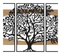 ENSEMBLE DE PANNEAUX MURAUX EN FER ET BOIS POUR ARBRE 3PCS