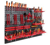 botle Mur à outils 115 x 78 cm - Lot de 58 porte-outils avec paroi perforée - Étagère d'atelier en plastique - Pour garage, atelier, étagère murale