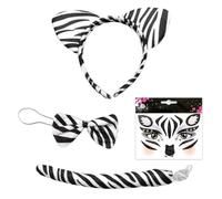 Ensemble De Pansement Zébré, 1 Autocollant Facial Zébré, Jeu De Queue De Guide De Tête, Accessoire Zebra-Play, Décoration De Costumes De Carnaval