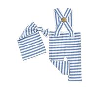 Ensemble De Pantalons À Bretelles Pour Bébé 2 Pièces Avec Chapeau Assorti Nouveau-nés Pantalons Rayés Et Bonnet Accessoires Photographie Ensemble Salopette Réglable Bébé