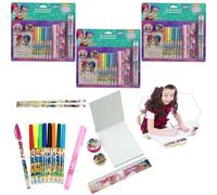 Ensemble de papeterie 48 pièces, | Crayon, surligneur, stylo, règle, gomme, taille-crayon, cahier, stylos à colorier | Ensemble de papeterie pour enfants Shimmer and Shine