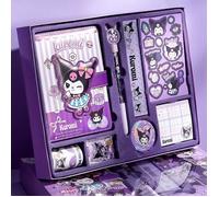 Ensemble de Papeterie 8pcs - Thème Kuromi & My Melody Rêveur Comprend un Carnet un Stylo une Règle une Gomme des Autocollants