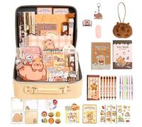 Ensemble de papeterie Capybara, autocollants amusants et mignons de grande capacité, boîte à crayons Capybara - pour marqueurs, journaux, gommes, règles, blocs-notes, voyage, bureau, dessin, maison