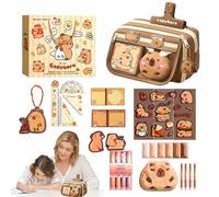 Ensemble De Papeterie Capybara - Soupche Au Crayon Capybara À 9 Couches | Étui Au Crayon Capybara Avec Eraser | Crayon Capybara Avec Fournitures Capibara Girls Cur Box | Notes Collantes Et Clés Pour G