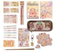Ensemble De Papeterie Capybara - Trousse À Crayons De Dessin Animé, Outils D'écriture , Fournitures D'étude Des Animaux | Accessoires De Bureau Mignons Pour Étudiants, Adolescents, Filles, Burea