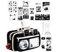 Ensemble de papeterie Chat noir - Kit d'écriture pour bureau à domicile, vêtements en peluche, broche, détails d'outils créatifs en papier, organisateur d'étude de bureau, écrivains, , adolesce