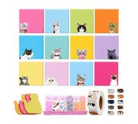 Ensemble de papeterie en forme de chat mignon pour les amoureux des chats, adorable collection de notes adhésives et de rouleau d'autocollants, accessoires de bureau kawaii cadeau pour maman de chat