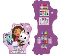 Ensemble de Papeterie Gabby's Dollhouse avec étui Violet et Accessoires de coloriage | Kit Scolaire pour Enfant avec Crayons, marqueurs et Autocollants de Personnages