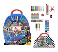Ensemble de papeterie Marvel Avengers 50 pièces avec couleurs, marqueurs et accessoires - Papeterie créative Avengers pour enfants avec étui pour peindre et dessiner