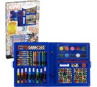 Ensemble de papeterie Marvel Avengers, mallette créative avec couleurs, aquarelles et accessoires - Kit scolaire pour enfants Avengers avec motif de super-héros pour dessiner et peindre