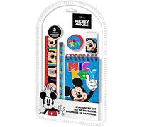 Ensemble de papeterie Mickey Mouse 5 pièces pour garçons | Carnet A5, gomme, crayon, règle, taille-crayon | Fournitures de rentrée scolaire | Cadeaux pour garçons de 3 ans et plus