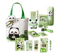 Ensemble De Papeterie Panda - Kit Complet De Fournitures D'étude Avec Crayon, Cahiers, Stylos, Règles, Gomme, Notes Collantes, Signets Magnétiques | Pour Les Collégiens Pour Les Collégiens Garçons Fil