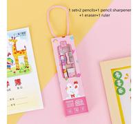 Ensemble De Papeterie Portable Ours Dessin Animé, 20 Pièces/Lot, Ensemble Crayon Lapin Chat, Taille-Crayon, Gomme, Fournitures Scolaires Et De Bureau Pour Enfants, Cadeau