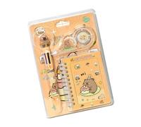 Ensemble de papeterie pour étudiant en forme d'animal de dessin animé comprenant un stylo à bille multicolore, un ruban adhésif et un carnet de notes fournitures scolaires