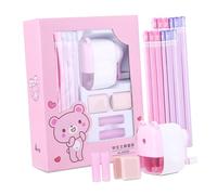 Ensemble de Papeterie pour étudiants, Ensemble de Papeterie Mignon, Riche, Dessin animé Durable pour la Maison (Pink)