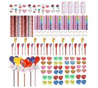 Ensemble De Papeterie Pour La Saint-Valentin - À Cœur Autocollants Cartes Crayons,Sets de la Saint-Valentin pour | Pour Garçons Filles Élèves Famille École Bureau