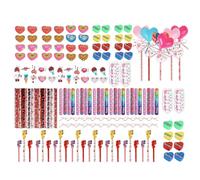 Ensemble De Papeterie Pour La Saint-Valentin - avec Autocollants Cartes Crayons Gommes - Crayons Sucettes Fournitures Essentielles pour la Classe,Pour Garçons Filles Élèves Famille École Bureau