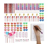 Ensemble De Papeterie Pour La Saint-Valentin - Fournitures Scolaires en Cœur des Fêtes,Kit de Papeterie pour de la Saint-Valentin | Pour Garçons Filles Élèves Famille École Bureau