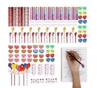 Ensemble De Papeterie Pour La Saint-Valentin | Fournitures Scolaires en Cœur des Fêtes,Sets de la Saint-Valentin pour | Pour Élèves Camarades Famille Salle de Classe Anniversaire et