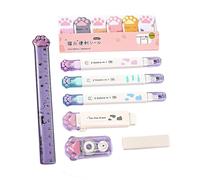 Ensemble De Papeterie Scolaire Pour Étudiants Étui À Stylos Bande Correctrice Blanche Gomme Rétractable Règle Surligneur Bloc-Notes De Dessin Animé Accessoires De Bureau