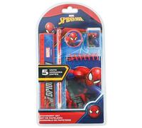 Ensemble de papeterie scolaire Spiderman 5 pièces pour enfants | Carnet A5, gomme, crayon, règle, taille-crayon | Cadeaux Marvel pour garçons de 3 ans et plus