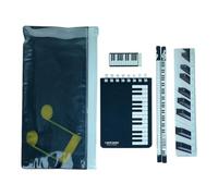 Ensemble de papeterie sur le thème de la musique - Mini carnet avec une règle, une gomme, 2 crayons dans une pochette zippée. Idéal comme cadeau musical pour les étudiants, papeterie pour l'école et