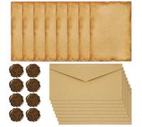 Ensemble de papeterie vintage - 8 enveloppes en papier kraft, 8 feuilles A5 et 8 autocollants en cire « For You » - Design rétro, idéal pour l'écriture, les invitations et les projets d'artisanat