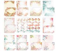 Ensemble de papier à lettre à motif floral avec 50 feuilles de papier à lettre ligné, 50 enveloppes, 60 étiquettes sceaux pour mariage, Saint-Valentin, adulte