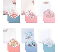 Ensemble de papier à lettre et enveloppes Motif floral - Élégant ensemble d'écriture de lettres pour cadeaux et correspondance
