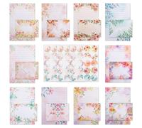 Ensemble de papier à lettres aquarelle 160 pièces Papier à lettres pour enfant Enveloppes colorées Papier vergé Papier à lettres ligné Ensemble de papier à lettres pour fournitures de bureau papeterie