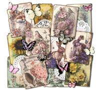 Ensemble de Papier à Motif de Fleurs Vintage pour Scrapbooking, Décoratif et Kraft Avec Autocollants Papillon Laser pour Cartes de Journal et Collage (Lost)